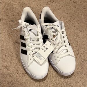 Adidas Women's Classic White and Black Striped Sneakers